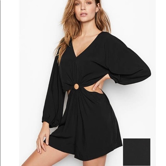 Victoria's Secret Pants - Victoria’s Secret Black Long Sleeve Cut Out Romper size M